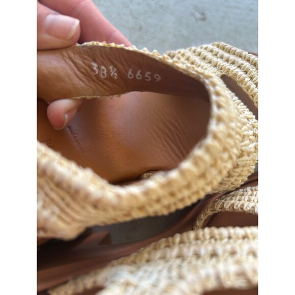 Clergerie Paris Natsu Platform Woven Raffia Block Heel Slingback Sandals Sz 38.5 - Picture 10 of 13